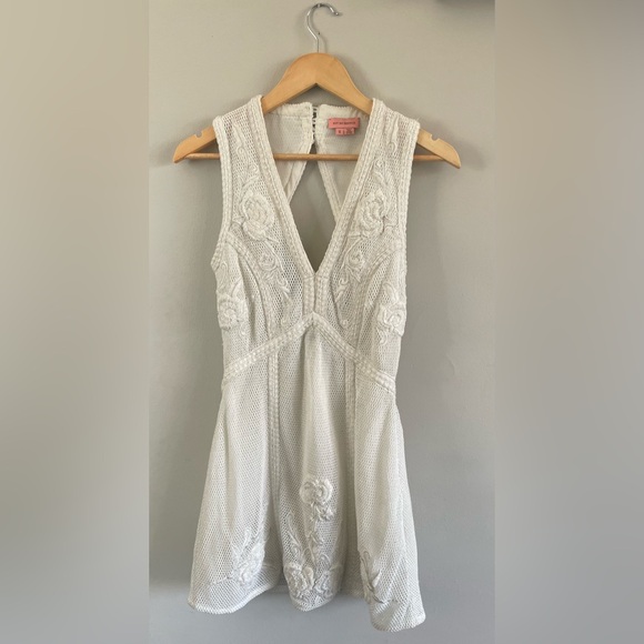 Anthropologie Not So Serious by Pallavi Mohan Deep-V Beaded Mini Dress - Picture 4 of 9